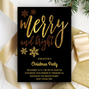 Invitación Alegre y Brillante Fiesta de Navidad de Black Go