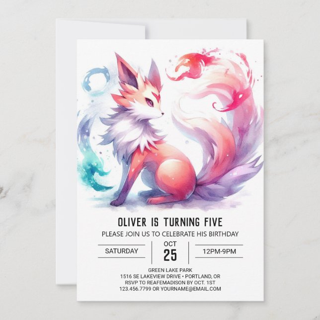 Invitación alegre y divertido cumpleaños de Fox Kids (Anverso)