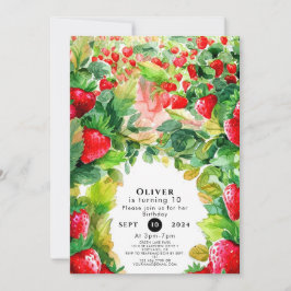 Invitación Alegre y encantador cumpleaños de fresa