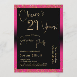 Invitación Alegres a 21 años sorpresiva fiesta de cumpleaños,