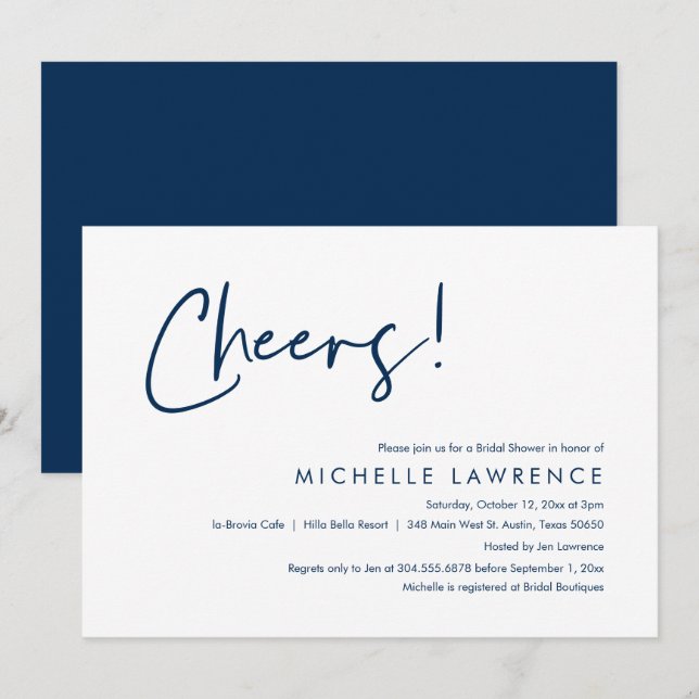 Invitación Alegres a amar, moderna ducha de novias Casual Inv (Anverso / Reverso)