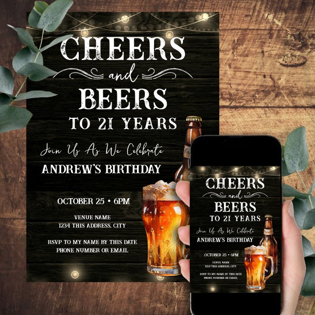 Invitación Alegres y cervezas 21ª luz de bar de cumpleaños In (Subido por el creador)