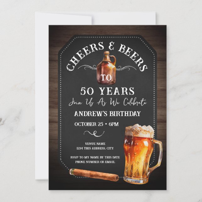 Invitación Alegres y cervezas 50 cumpleaños (Anverso)