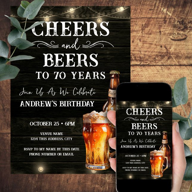 Invitación Alegres y cervezas 70º Bar de cumpleaños Invitati (Subido por el creador)