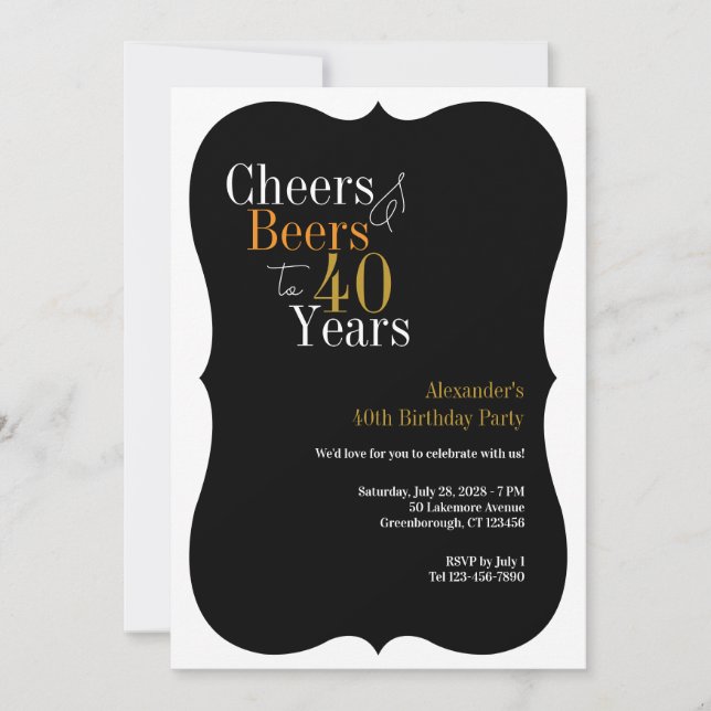 Invitación Alegres y cervezas decorativas fiestas de 40 años (Anverso)