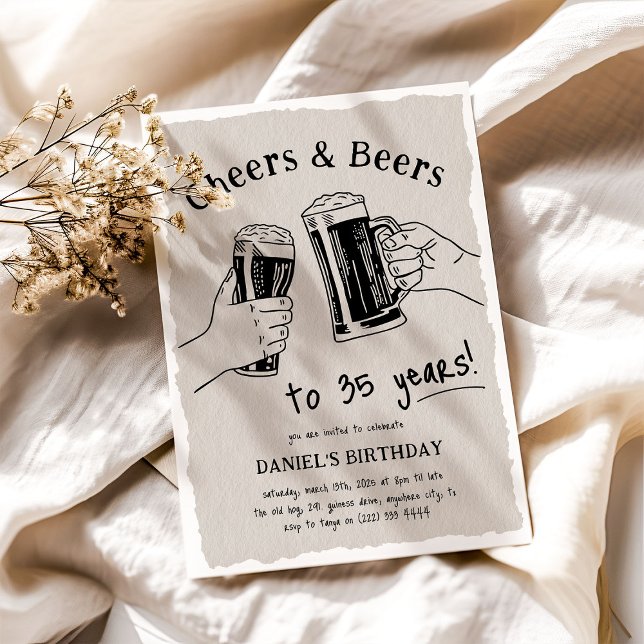 Invitación Alegres y cervezas Doodle a cualquier año cumpleañ (Subido por el creador)