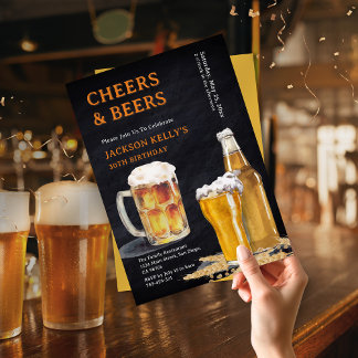 Invitación Alegres y cervezas negras modernos Cumpleaños