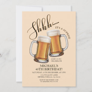 Invitación Alegres y cervezas sorprenden a adultos 40 años Fi