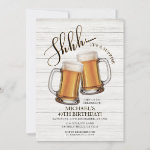 Invitación Alegres y cervezas sorprenden a adultos 40 años Fi