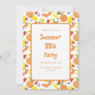 Invitación Alegría Brillante Risografía Fiesta de Frutas