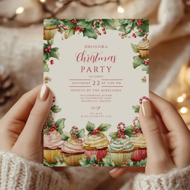 Invitación Alegría de Cupcake Navideño (Subido por el creador)