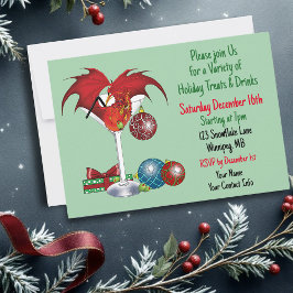 Invitación Alegría de la Fiesta de Navidad Cóctel Dragón Rojo