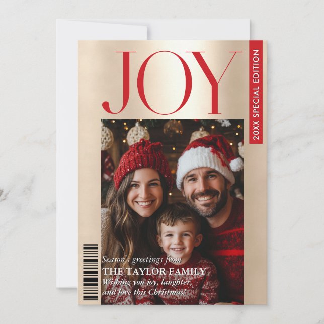 Invitación Alegría de los Navidades de fotografía familiares  (Anverso)
