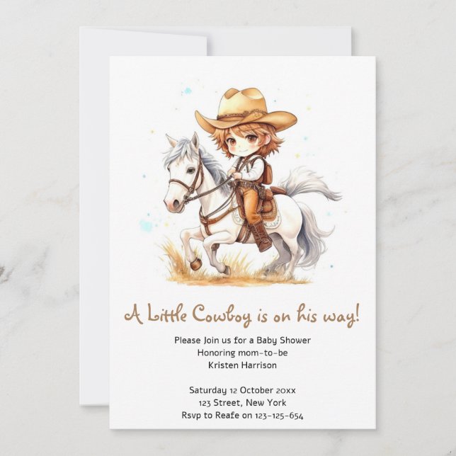 Invitación Alegría de los Wrangling: Cowboy Wild West Baby Sh (Anverso)