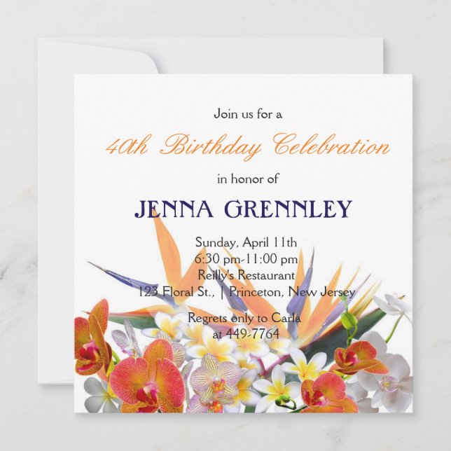 Invitación Alegría Floreciendo - Fiesta de Cumpleaños de Flor (Anverso)