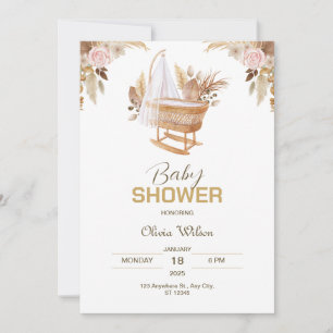 Invitación Alegría floreciente: Baby Shower acuarela floral