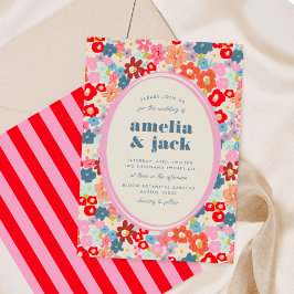 Invitación Alegría floreciente Negrita Brillante Boda Jardín 