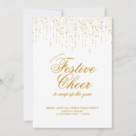 Invitación Alegría Navideña Dorada Fiesta de Navidad