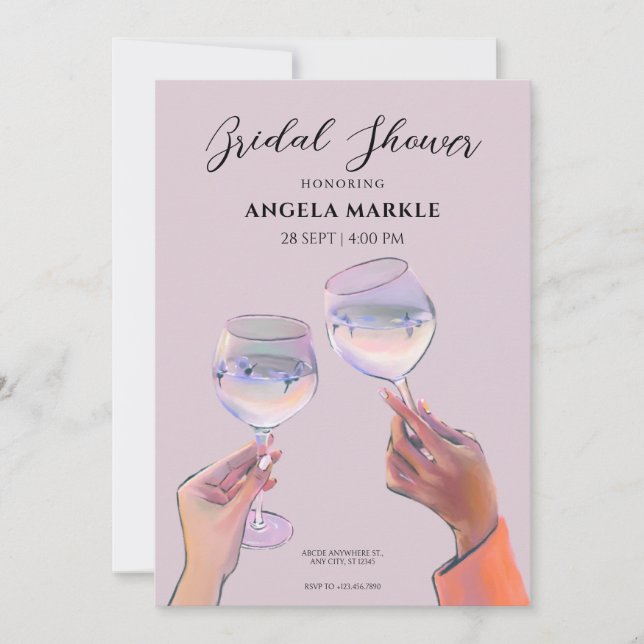 Invitación Alegría por brindis de cristal Ducha de novia (Anverso)