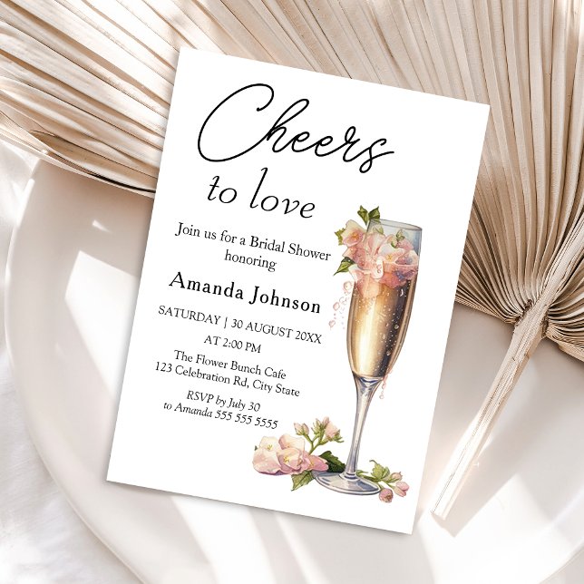 Invitación Alegría por la ducha de novias Floral Champagne (Subido por el creador)