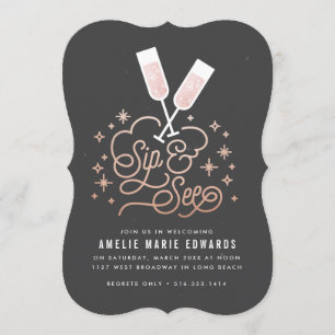 Invitación Alegría rosa a la pequeña vista y ver la invitació