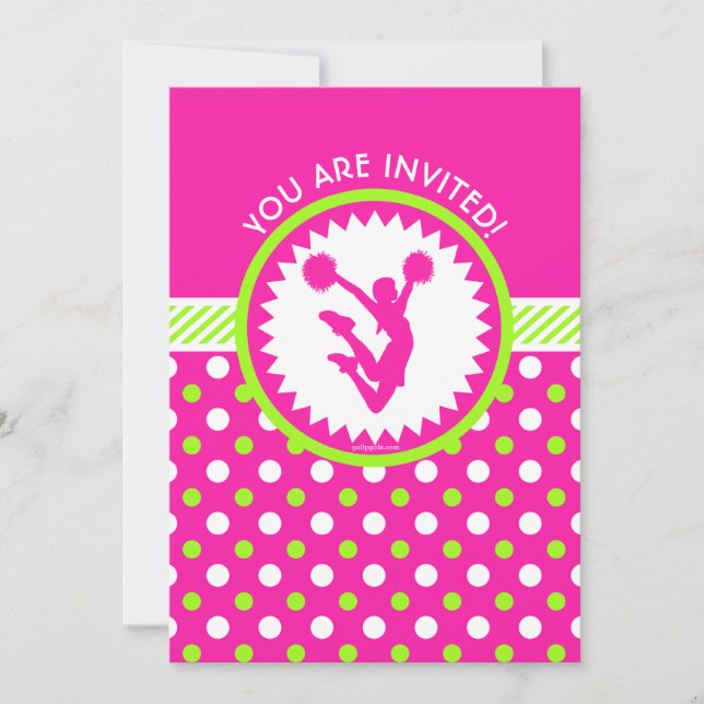 Invitación Alegría/rosa personalizados de Pom - lunares (Anverso)