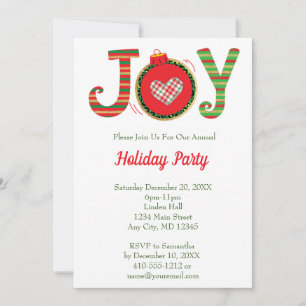 Invitación Alegría Verde Rojo Fiesta de Navidad