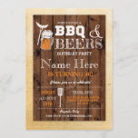 Invitación Alegría y cerveza BBQ Fiesta de cumpleaños CUALQUI<br><div class="desc">Animación rústica y fiesta de cumpleaños de cervezas invitan al diseño. Perfecto para cualquier fiesta de cumpleaños. SIMPLEMENTE CAMBIE EL TEXTO PARA QUE SE ADAPTE A SU FIESTA. Se incluye copia de seguridad</div>