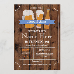 Invitación Alegría y cerveza BBQ Fiesta de cumpleaños CUALQUI