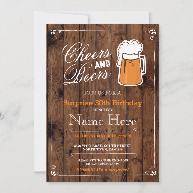 Invitación Alegría y cerveza fiesta de cumpleaños a cualquier (Anverso)