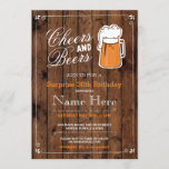 Invitación Alegría y cerveza fiesta de cumpleaños a cualquier<br><div class="desc">Animación rústica y fiesta de cumpleaños de cervezas invitan al diseño. Perfecto para cualquier fiesta de cumpleaños. SIMPLEMENTE CAMBIE EL TEXTO PARA QUE SE ADAPTE A SU FIESTA. Se incluye copia de seguridad</div>