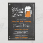 Invitación Alegría y cerveza fiesta de cumpleaños a cualquier<br><div class="desc">Animación rústica y fiesta de cumpleaños de cervezas invitan al diseño. Perfecto para cualquier fiesta de cumpleaños. SIMPLEMENTE CAMBIE EL TEXTO PARA QUE SE ADAPTE A SU FIESTA. Se incluye copia de seguridad</div>