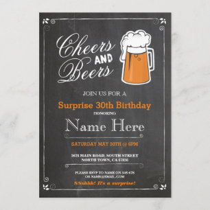 Invitación Alegría y cerveza fiesta de cumpleaños a cualquier