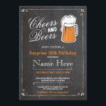 Invitación Alegría y cerveza Fiesta de cumpleaños de cualquie<br><div class="desc">La fiesta de cumpleaños de las cervezas y las ovejas rústicas invita al diseño. Perfecto para cualquier fiesta de cumpleaños de edad. SIMPLEMENTE CAMBIE EL TEXTO PARA QUE SE AJUSTE A SU FIESTA. Impresión trasera incluida</div>