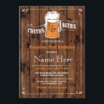 Invitación Alegría y cerveza Fiesta de cumpleaños de cualquie<br><div class="desc">La fiesta de cumpleaños de las cervezas y las ovejas rústicas invita al diseño. Perfecto para cualquier fiesta de cumpleaños de edad. SIMPLEMENTE CAMBIE EL TEXTO PARA QUE SE AJUSTE A SU FIESTA. Impresión trasera incluida</div>