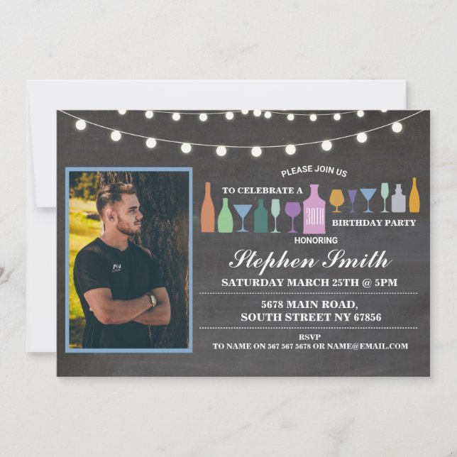 Invitación Alegrías a los años cuaesquiera bebidas para (Anverso)