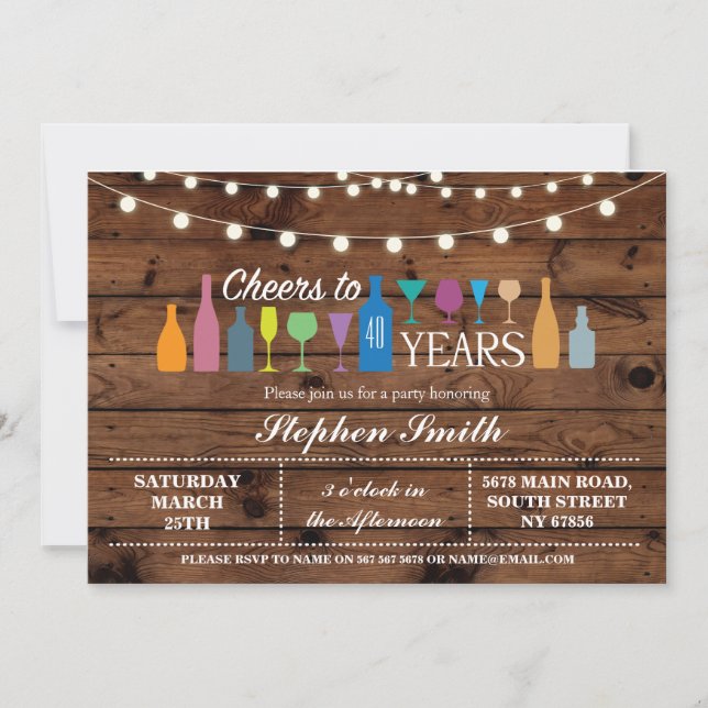 Invitación Alegrías a los años que cualquier barra de la (Anverso)