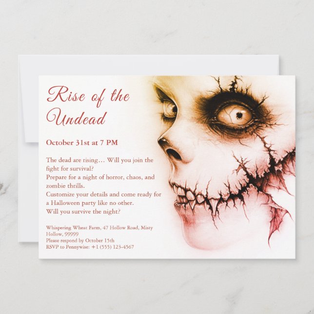 Invitación Alerta de Fiesta no muerto de Zombie Apocalypse Ha (Anverso)