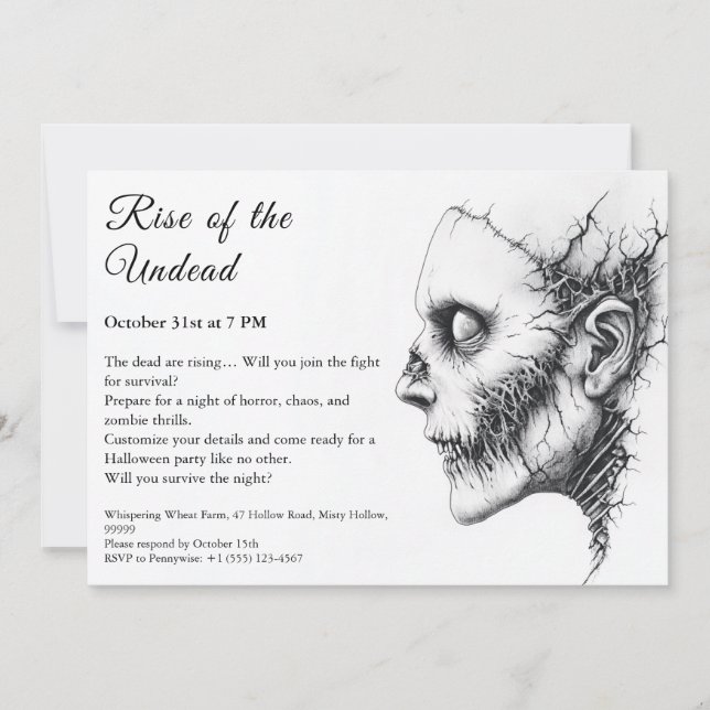 Invitación Alerta de Fiesta no muerto de Zombie Apocalypse Ha (Anverso)