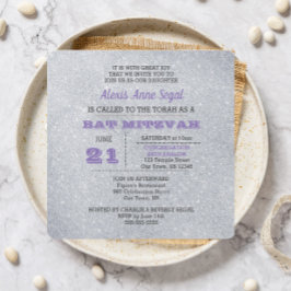 Invitación Alexandrite y Bat Mitzvah, Purpurina de Plata