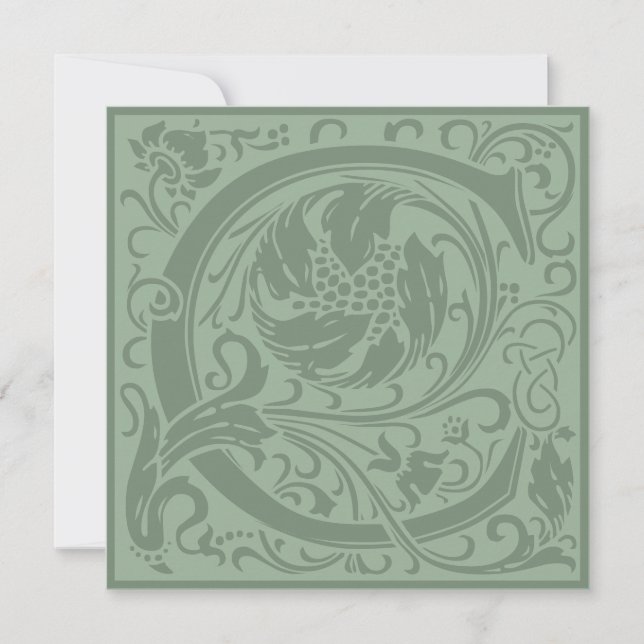 Invitación Alfabeto floral William Morris Monograma C (Anverso)