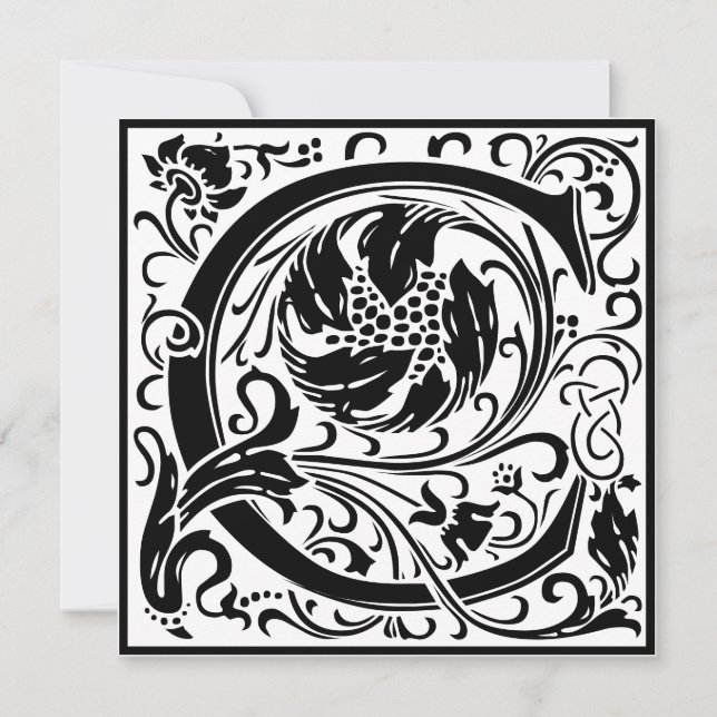 Invitación Alfabeto floral William Morris Monograma C (Anverso)