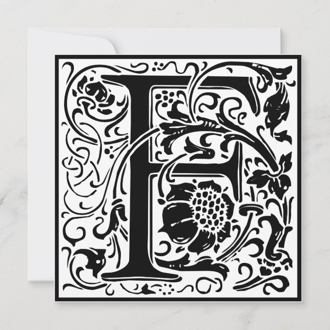 Invitación Alfabeto floral William Morris Monograma F (Anverso)
