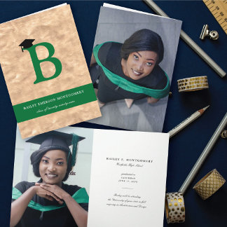 Invitación Alfabeto Monograma de Hoja de Bronce B Foto Modern