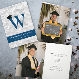 Invitación Alfabeto monograma de Relieve metalizado plateado 