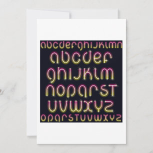 Invitación Alfabeto neón brillante rosa y amarillo retro de l