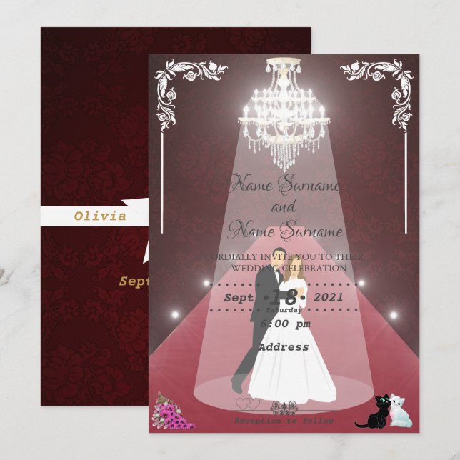 Invitación Alfombra roja - candelabro (Anverso / Reverso)