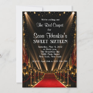 Invitación Alfombra Roja Cumpleaños Dulces 16 Hollywood