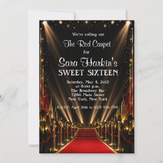 Invitación Alfombra Roja Cumpleaños Dulces 16 Hollywood