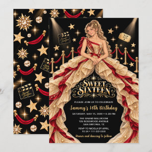 Invitación Alfombra Roja Cumpleaños Dulces Dieciséis